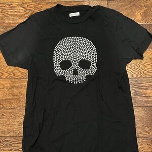 Lauren Moshi Black Skull Studded Top